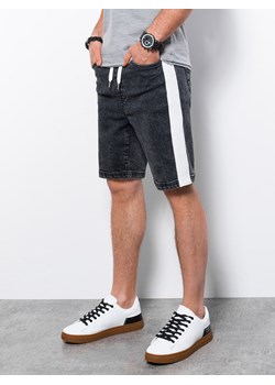 Krótkie spodenki męskie jeansowe - czarne V3 W363 ze sklepu ombre w kategorii Spodenki męskie - zdjęcie 159246341
