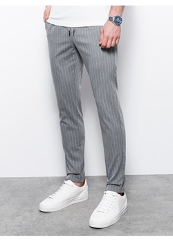 Spodnie męskie z gumką w pasie - ciemnoszare V1 OM-PACP-0130 ze sklepu ombre w kategorii Spodnie męskie - zdjęcie 159246640