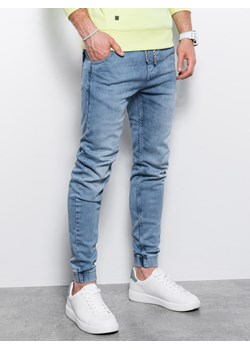 Spodnie męskie jeansowe joggery - jasnoniebieskie P907 ze sklepu ombre w kategorii Jeansy męskie - zdjęcie 159247034