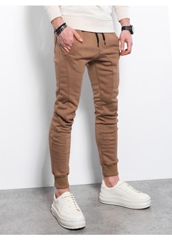 Spodnie męskie dresowe JOGERRY - brązowe V12 OM-PABS-0134 ze sklepu ombre w kategorii Spodnie męskie - zdjęcie 159247103