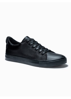 Buty męskie sneakersy BASIC z łączonych materiałów - czarne V1 T351 ze sklepu ombre w kategorii Trampki męskie - zdjęcie 159247223