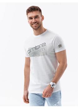 T-shirt męski bawełniany z nadrukiem - biały V1 S1749 ze sklepu ombre w kategorii T-shirty męskie - zdjęcie 159247360