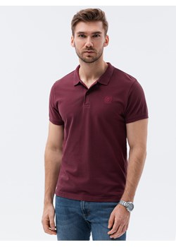 Koszulka męska polo z dzianiny pique - bordowa V10 S1374 ze sklepu ombre w kategorii T-shirty męskie - zdjęcie 159247530