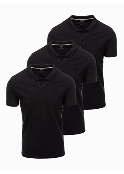 Zestaw koszulek męskich polo z dzianiny pique 3-pak - czarny V10 Z28 ze sklepu ombre w kategorii T-shirty męskie - zdjęcie 159247534