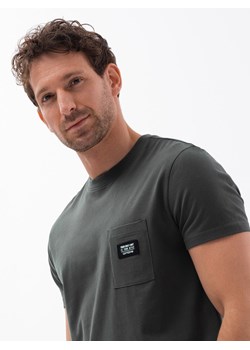 T-shirt męski bawełniany z kieszonką - grafitowy V11 S1743 ze sklepu ombre w kategorii T-shirty męskie - zdjęcie 159247553