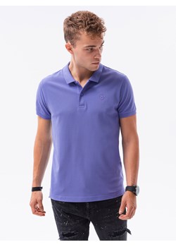 Koszulka męska polo z dzianiny pique - fioletowy V12 S1374 ze sklepu ombre w kategorii T-shirty męskie - zdjęcie 159248990