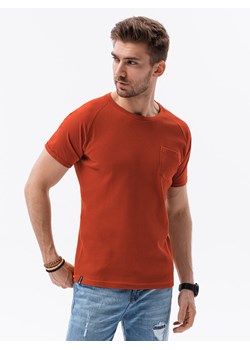 T-shirt męski bez nadruku - ceglasty S1182 ze sklepu ombre w kategorii T-shirty męskie - zdjęcie 159249014