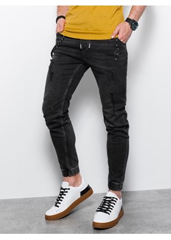 Spodnie męskie jeansowe joggery - czarne V7 P939 ze sklepu ombre w kategorii Jeansy męskie - zdjęcie 159249494