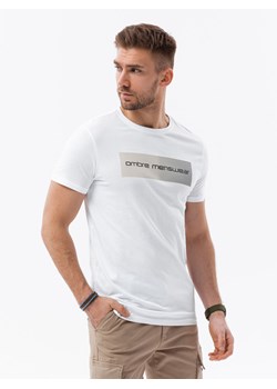 T-shirt męski bawełniany z nadrukiem - biały V2 S1751 ze sklepu ombre w kategorii T-shirty męskie - zdjęcie 159249613