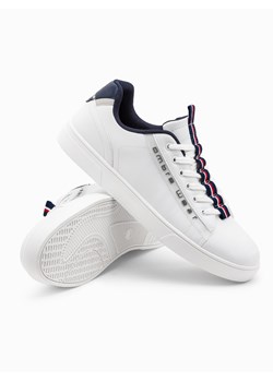 Buty męskie sneakersy z kontrastowymi detalami - białe V1 OM-FOSL-0112 ze sklepu ombre w kategorii Trampki męskie - zdjęcie 159249704