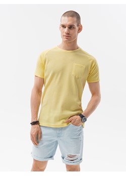 T-shirt męski bez nadruku - żółty S1182 ze sklepu ombre w kategorii T-shirty męskie - zdjęcie 159249762