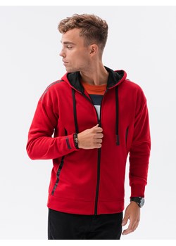 Bluza męska rozpinana z kapturem - czerwona V4 OM-SSZP-22FW-006 ze sklepu ombre w kategorii Bluzy męskie - zdjęcie 159250172