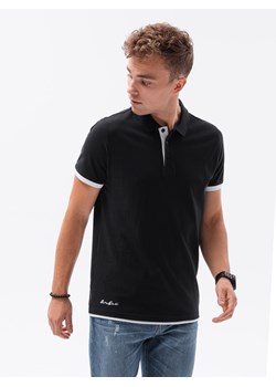 Koszulka męska polo bawełniana - czarna V8 S1382 ze sklepu ombre w kategorii T-shirty męskie - zdjęcie 159250191