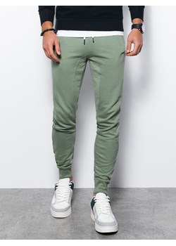 Spodnie męskie dresowe joggery - zielone V3 P948 ze sklepu ombre w kategorii Spodnie męskie - zdjęcie 159250310