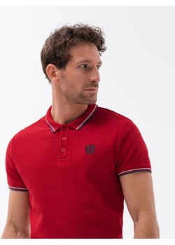 Koszulka męska polo z kontrastowym wykończeniem - czerwona V3 S1635 ze sklepu ombre w kategorii T-shirty męskie - zdjęcie 159250320