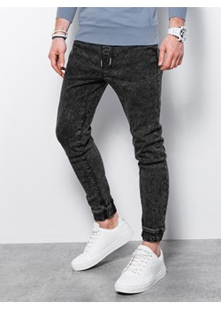 Spodnie męskie jeansowe joggery - czarne V2 P1027 ze sklepu ombre w kategorii Jeansy męskie - zdjęcie 159250694