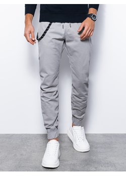 Spodnie męskie joggery - jasnoszare P908 ze sklepu ombre w kategorii Spodnie męskie - zdjęcie 159251280