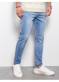 Spodnie męskie jeansowe SKINNY FIT -  jasnoniebieskie V4 OM-PADP-0101 ze sklepu ombre w kategorii Jeansy męskie - zdjęcie 159251413
