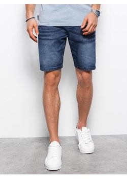 Krótkie spodenki męskie jeansowe - ciemnoniebieskie V3  OM-SRDS-0113 ze sklepu ombre w kategorii Spodenki męskie - zdjęcie 159251953