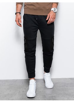 Spodnie męskie dresowe - czarne V2 P1087 ze sklepu ombre w kategorii Spodnie męskie - zdjęcie 159252062