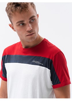 T-shirt męski bawełniany - czerwony V3 S1631 ze sklepu ombre w kategorii T-shirty męskie - zdjęcie 159252240