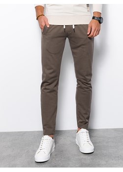 Spodnie męskie dresowe bez ściągacza na nogawce - grafitowe V1 P946 ze sklepu ombre w kategorii Spodnie męskie - zdjęcie 159252312