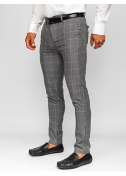 Grafitowe spodnie materiałowe chinosy w kratę męskie Denley 0040 ze sklepu Denley w kategorii Spodnie męskie - zdjęcie 159258320