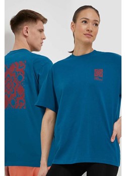 Jack Wolfskin t-shirt bawełniany 10 kolor niebieski z nadrukiem ze sklepu ANSWEAR.com w kategorii T-shirty męskie - zdjęcie 159258774