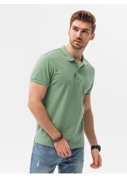 Koszulka męska polo z dzianiny pique - jasnozielony V11 S1374 ze sklepu ombre w kategorii T-shirty męskie - zdjęcie 159263591