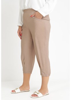 Beżowe Luźne Spodnie z Nogawkami 3/4 i Gumką w Pasie Anlola ze sklepu Born2be Odzież w kategorii Spodnie damskie - zdjęcie 159265401
