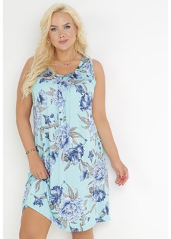 Jasnoniebieska Trapezowa Sukienka Midi w Kwiaty Lexani ze sklepu Born2be Odzież w kategorii Sukienki - zdjęcie 159265642