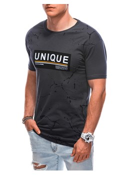 T-shirt męski z nadrukiem 1793S - grafitowy ze sklepu Edoti w kategorii T-shirty męskie - zdjęcie 159299724