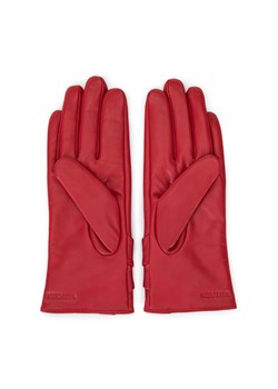 Damskie rękawiczki skórzane z dużą kokardą czerwone ze sklepu WITTCHEN w kategorii Rękawiczki damskie - zdjęcie 159314024