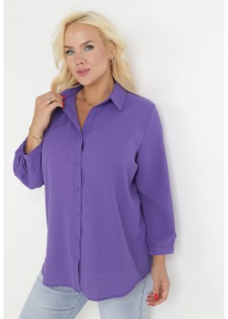 Ciemnofioletowa Koszula z Podpinanymi Rękawami Jalema ze sklepu Born2be Odzież w kategorii Koszule damskie - zdjęcie 159314232