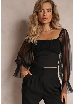 Czarna Bluzka Hiszpanka z Transparentnymi Rękawami Lavcie ze sklepu Renee odzież w kategorii Bluzki damskie - zdjęcie 159314651