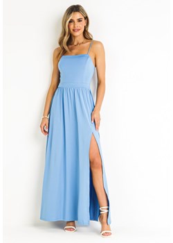 Niebieska Sukienka Maxi na Ramiączkach z Rozcięciem na Dole i Kwadratowym Dekoltem Jacklyn ze sklepu Born2be Odzież w kategorii Sukienki - zdjęcie 159316741