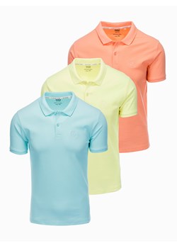 Zestaw koszulek męskich polo z dzianiny pique 3-pak - mix V14 Z28 ze sklepu ombre w kategorii T-shirty męskie - zdjęcie 159319964