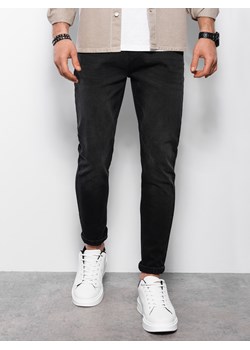 Spodnie męskie jeansowe CARROT FIT - czarne V3 OM-PADP-0117 ze sklepu ombre w kategorii Jeansy męskie - zdjęcie 159320060