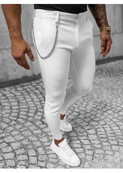 Spodnie męskie chino materiałowe białe OZONEE DJ/550170 ze sklepu ozonee.pl w kategorii Spodnie męskie - zdjęcie 159321641