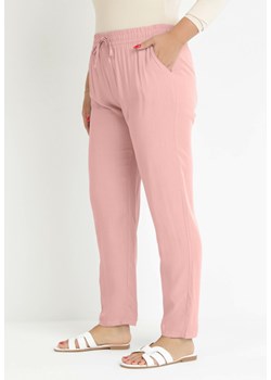 Różowe Materiałowe Spodnie z Gumką w Talii Airiana ze sklepu Born2be Odzież w kategorii Spodnie damskie - zdjęcie 159331452