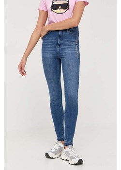 Karl Lagerfeld jeansy damskie kolor niebieski ze sklepu ANSWEAR.com w kategorii Jeansy damskie - zdjęcie 159396241