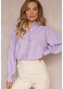 Fioletowa Koszula z Ozdobnymi Rękawami z Plisowanej Tkaniny Zemona ze sklepu Renee odzież w kategorii Koszule damskie - zdjęcie 160045890