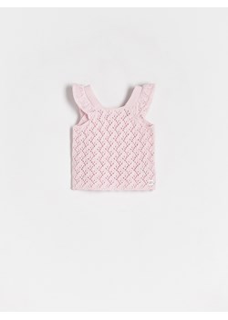 Reserved - Ażurowa bluzka - pastelowy róż ze sklepu Reserved w kategorii Koszulki niemowlęce - zdjęcie 160047110