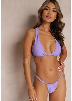 Fioletowe Gładkie Bikini z Wiązaniem na Szyi Kova ze sklepu Renee odzież w kategorii Stroje kąpielowe - zdjęcie 160047514