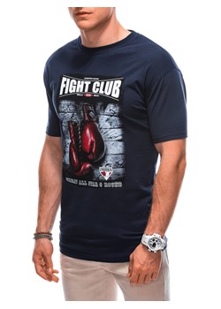 T-shirt męski z nadrukiem 1861S - granatowy ze sklepu Edoti w kategorii T-shirty męskie - zdjęcie 160051720