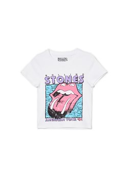 Cropp - Biały t-shirt z nadrukiem The Rolling Stones - biały ze sklepu Cropp w kategorii Bluzki damskie - zdjęcie 160054314