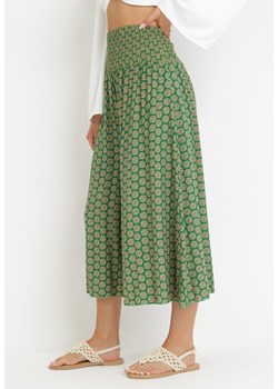 Zielone Szerokie Spodnie Bawełniane o Długości 7/8 Ferni ze sklepu Born2be Odzież w kategorii Spodnie damskie - zdjęcie 160066893