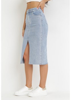 Jasnoniebieska Jeansowa Spódnica Midi z Cekinami Aelvovi ze sklepu Born2be Odzież w kategorii Spódnice - zdjęcie 160066943