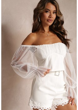 Biała Bluzka Hiszpanka z Transparentnymi Rękawami Lavcie ze sklepu Renee odzież w kategorii Bluzki damskie - zdjęcie 160067044