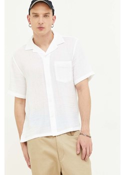 Abercrombie &amp; Fitch koszula bawełniana męska kolor biały regular ze sklepu ANSWEAR.com w kategorii Koszule męskie - zdjęcie 160071540